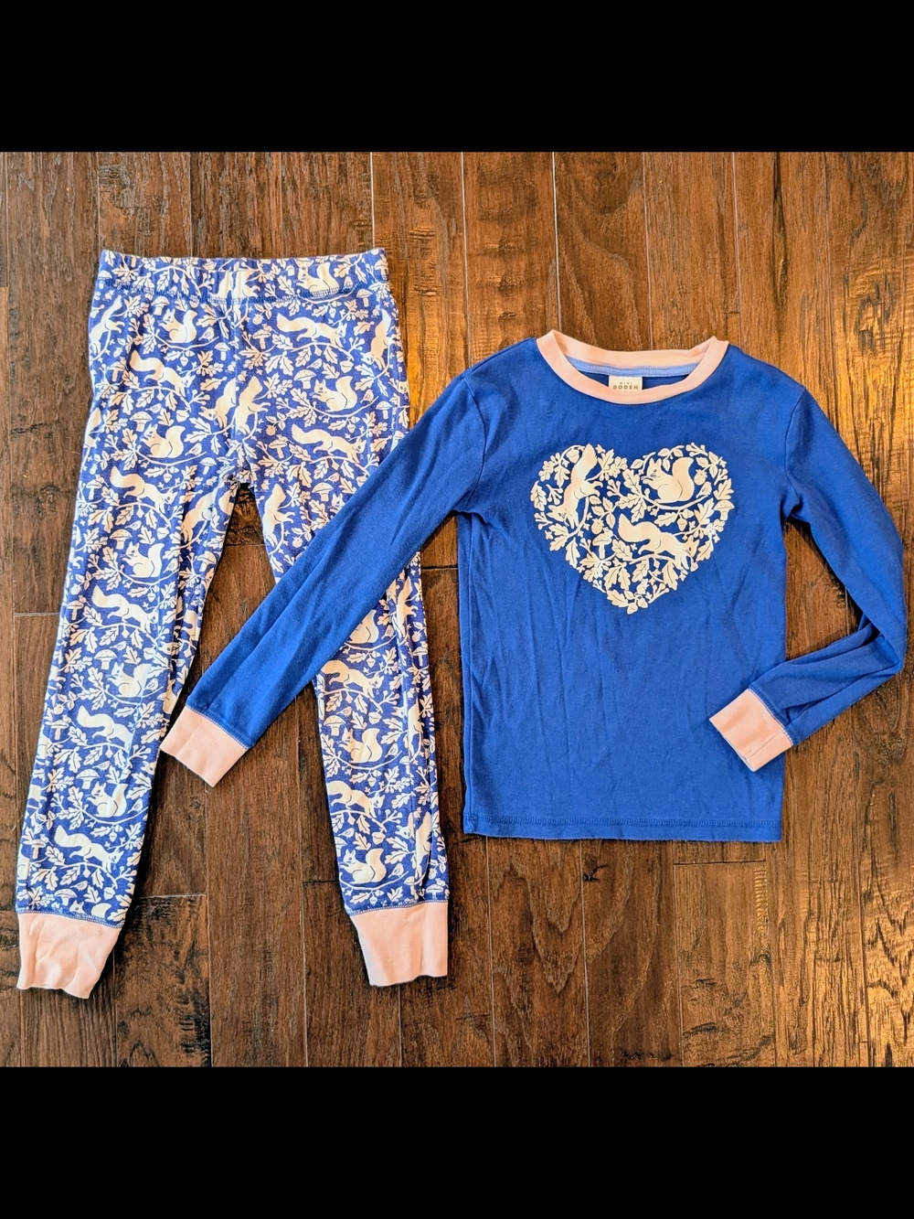 Mini Boden Heart Long-Sleeve Pajama Set 8Y